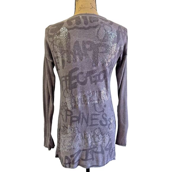 Princess Goes Hollywood Gray Long Sleeve V Neck Cotton/Cashmere Cardigan Sz 8/38 - Picture 5 of 12